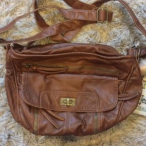 TShirt & Jeans Cognac Leather Crossbody Purse